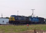 CSX 339 leads a train towards the yard